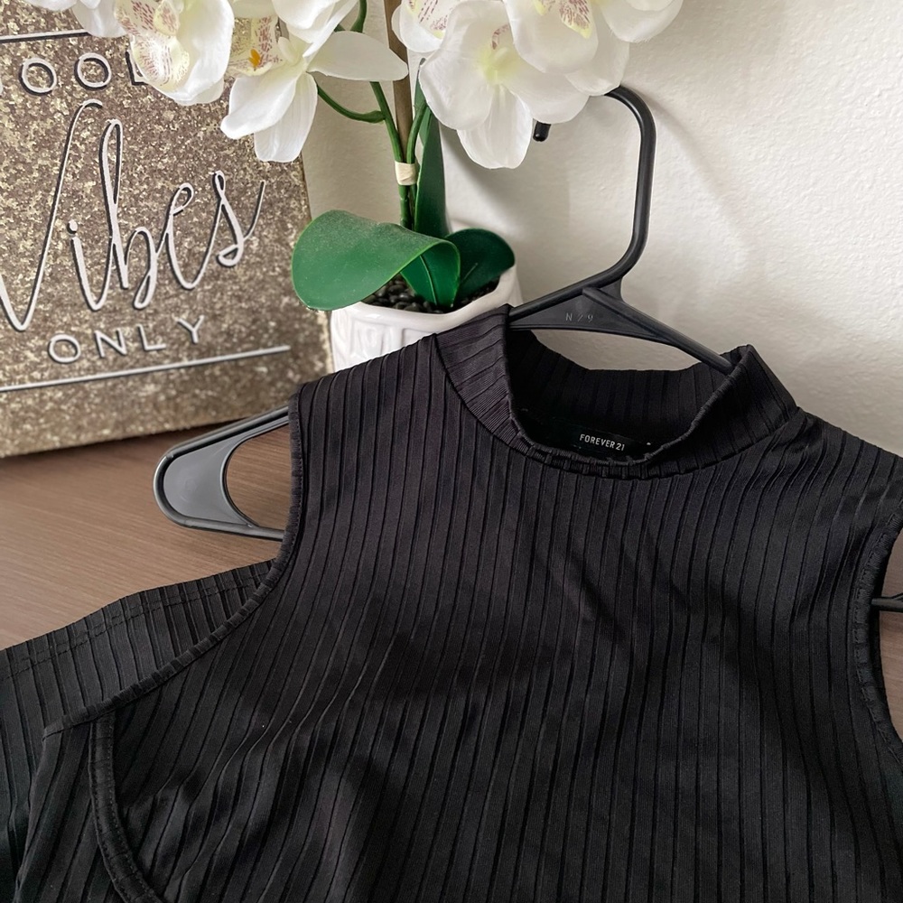 Mini Black Ribbed Dress